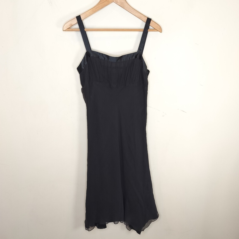 To the Max Black Silk Chiffon Dress Asymmetric Hem Whimsigoth